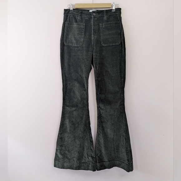 A loves A Green Corduroy High Rise Flare Sailor Jeans Seafarer - Picture 1 of 9